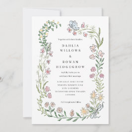 Wildblume Wedding Invitation Card mit Ribbon Bow Einladung