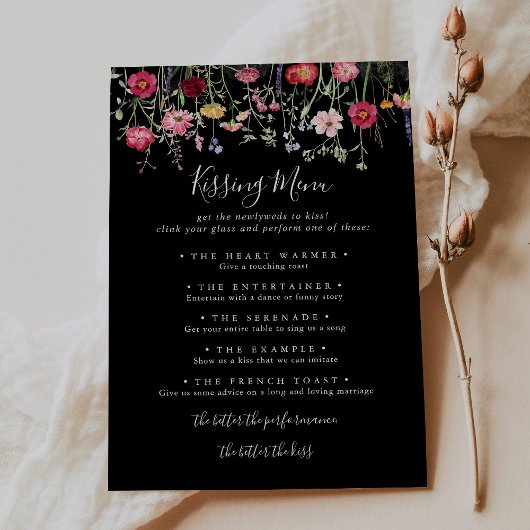 Wildblume Wedding Kissing Menu Game Card