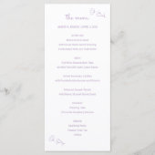 Wildblume Wedding Menu in Lilac Programm (Vorderseite)