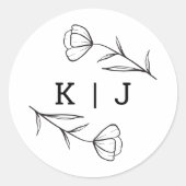 Wildblume Wedding Monogram Sticker (Vorderseite)