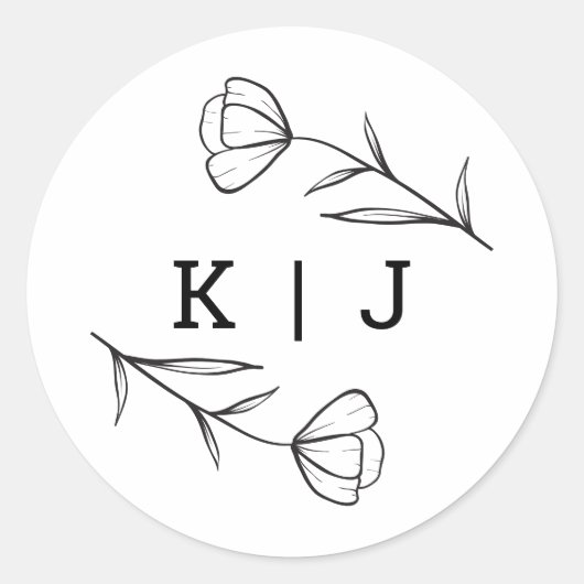 Wildblume Wedding Monogram Sticker (Vorderseite)