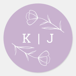 Wildblume Wedding Monogram Sticker in Lilac