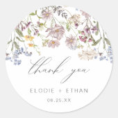 Wildblume Wedding Round Sticker Floral Boho Gefall (Vorderseite)