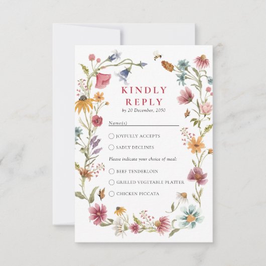 Wildblume Wedding RSVP Card (Vorderseite)