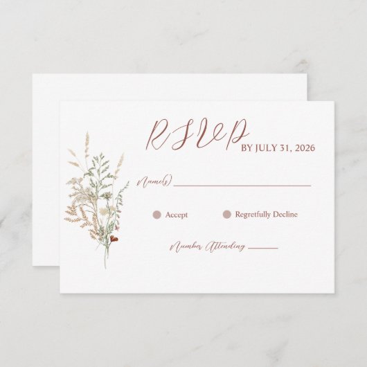 Wildblume Wedding RSVP Card (Vorne/Hinten)