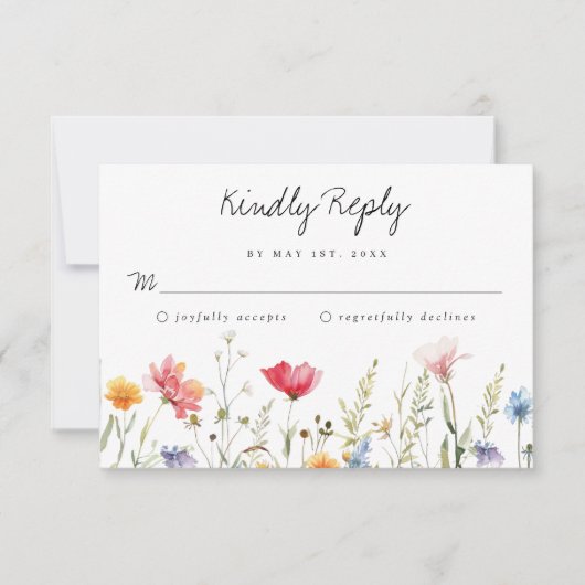 Wildblume Wedding RSVP Card (Vorderseite)