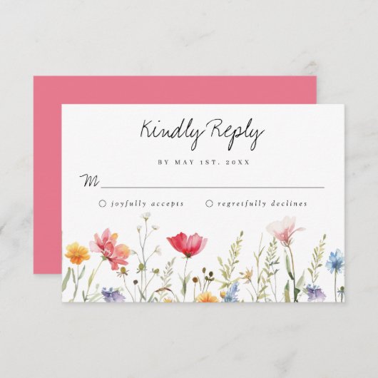 Wildblume Wedding RSVP Card (Vorne/Hinten)