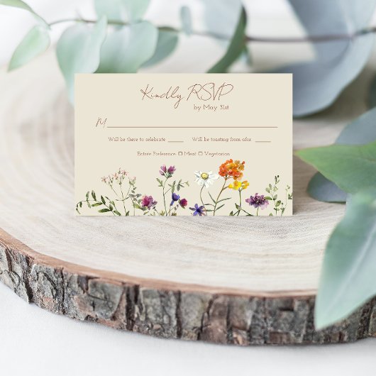 Wildblume Wedding RSVP Card - Aquarellblume