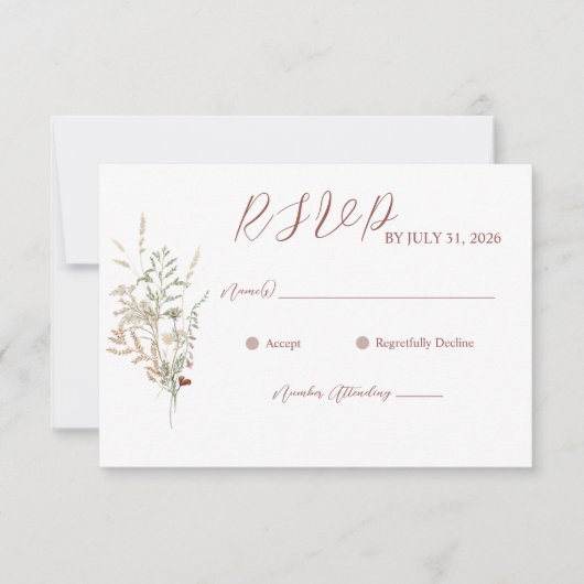 Wildblume Wedding RSVP Card Karte (Vorderseite)