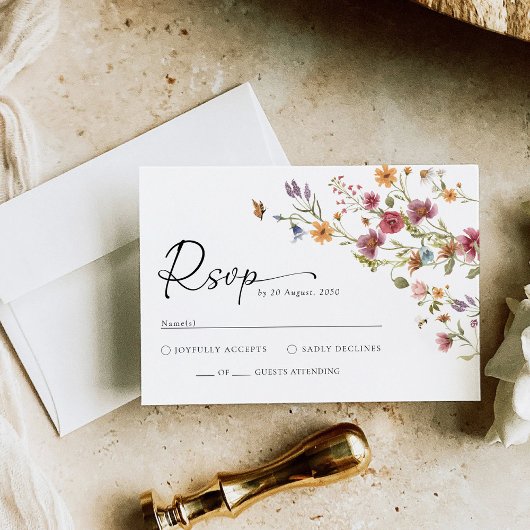 Wildblume Wedding RSVP Card Karte