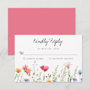 Wildblume Wedding RSVP Card Karte