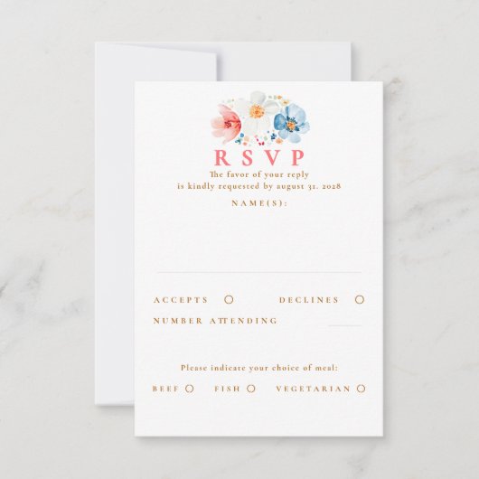 Wildblume Wedding RSVP Card Karte (Vorderseite)