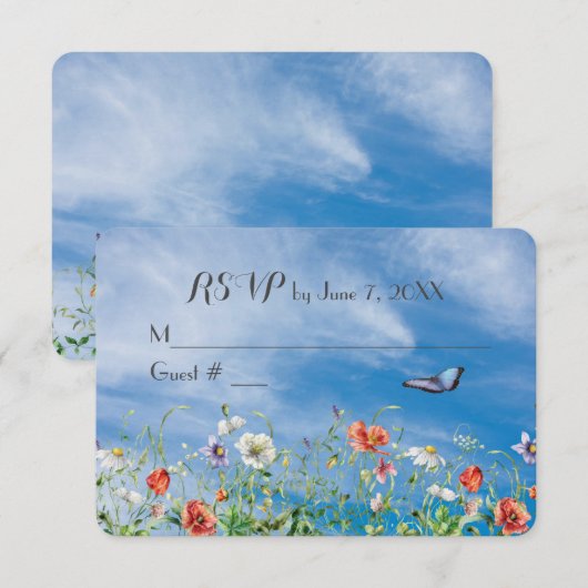 Wildblume Wedding RSVP Karte (Vorne/Hinten)