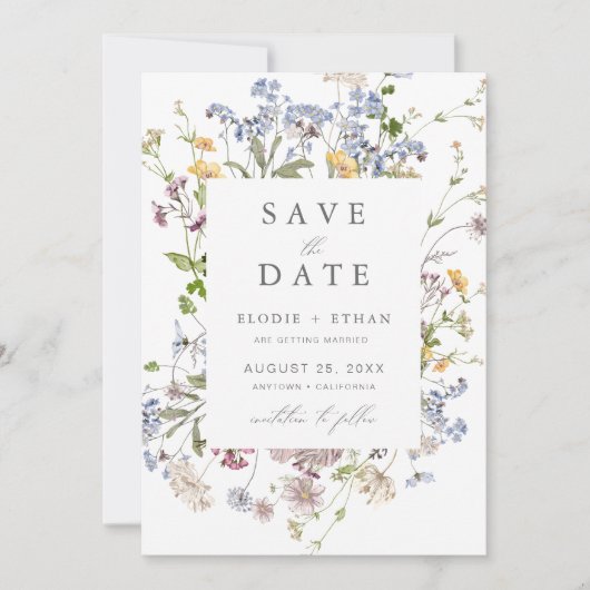 Wildblume Wedding Save the Date Floral Boho (Vorderseite)