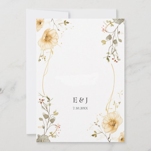 Wildblume Wedding Template Boho Einladung (Rückseite)