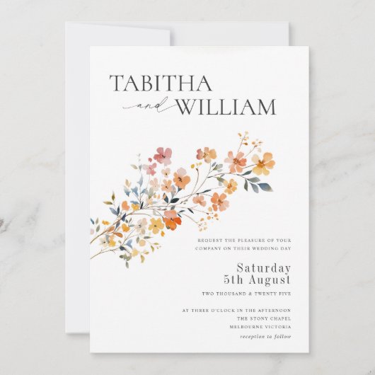 Wildblume Wedding Template Boho Floral Einladung (Vorderseite)