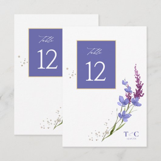 Wildblume Wedding Texture Table No. Peri ID954 Einladung (Vorne/Hinten)