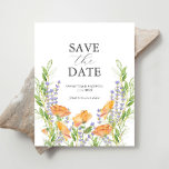 Wildblume Wedding Thema Save the Date Flyer<br><div class="desc">Verkünden Sie Ihre Verlobung mit diesem Blumenbudget Save the Date Blatt. Die Blume sind in Orangetönen gehalten, der Lavendel und die Vegetation. Verwenden Sie die Vorlagenfelder, um Ihren Namen und Ihr Hochzeitsdatum anzupassen. Ein elegantes und gleichzeitig botanisches Design für ein Hochzeitsthema der Wildblume. Besuchen Sie www.zazzle.com/dotellabelle Einzigartige Kunst und Design...</div>