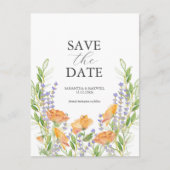 Wildblume Wedding Thema Save the Date Postkarte (Vorderseite)