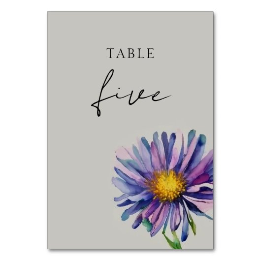 Wildblume Wedding Tischnummer Card (Vorderseite)