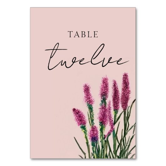 Wildblume Wedding Tischnummer Card (Vorderseite)
