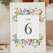 Wildblume Wedding Tischnummer Card