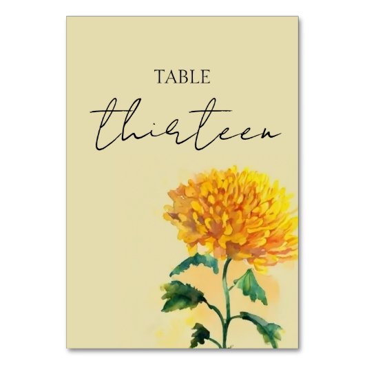 Wildblume Wedding Tischnummer Card (Vorderseite)