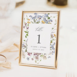 Wildblume Wedding Tischnummer Card Floral Boho