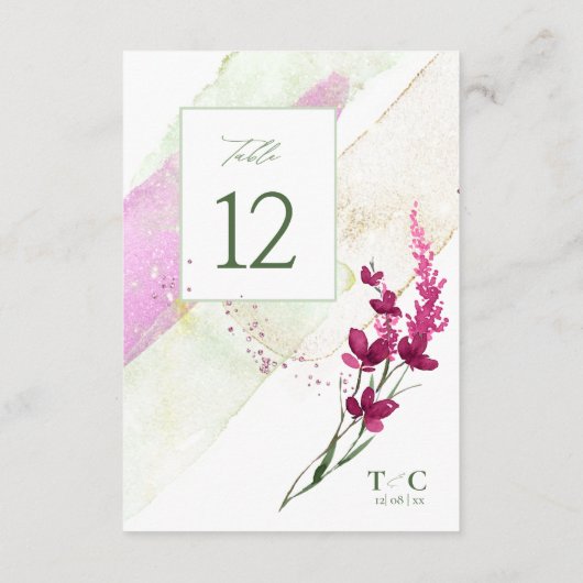 Wildblume Wedding Tischnummer Fuchsia ID954 (Rückseite)