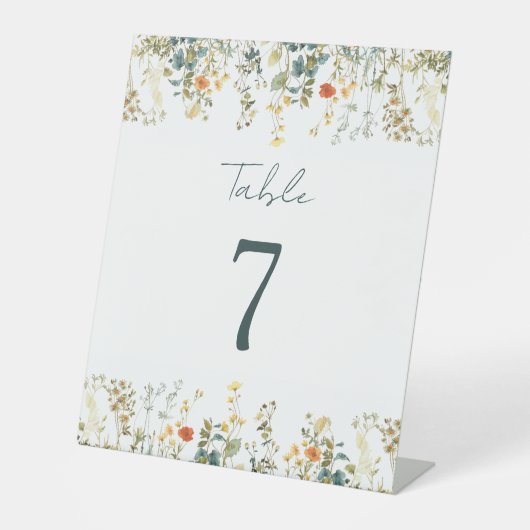 Wildblume Wedding Tischnummer Sockelschild (Vorderseite)