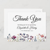 Wildblume Wedding Vielen Dank Postcard Postkarte (Vorne/Hinten)
