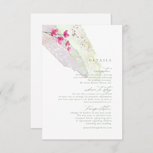 Wildblume Wedding Watercolor Details Fsia ID954 Begleitkarte (Vorne/Hinten)