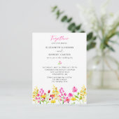 Wildblume Wedding Watercolor Elegantes Script Invi Postkarte (Stehend Vorderseite)