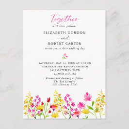 Wildblume Wedding Watercolor Elegantes Script Invi Postkarte