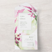 Wildblume Wedding Watercolor Fuchsia ID954 All In One Einladung (Innen Boden)