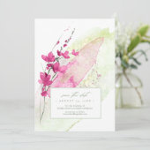 Wildblume Wedding Watercolor Fuchsia ID954 Save The Date (Stehend Vorderseite)