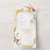 Wildblume Wedding Watercolor Gold ID954 All In One Einladung (Innen Boden)