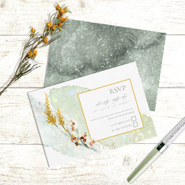 Wildblume Wedding Watercolor Gold ID954 RSVP Karte