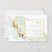 Wildblume Wedding Watercolor Gold ID954 RSVP Karte (Vorderseite)