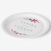 Wildblume Wedding Watercolor Initials Fsia ID954 Pappteller (Schrägansicht)