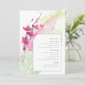 Wildblume Wedding Watercolor Menü Fuchsia ID954 (Stehend Vorderseite)