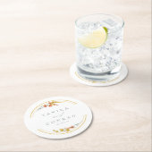 Wildblume Wedding Watercolor Names Gold ID954 Runder Pappuntersetzer (Vor Ort)