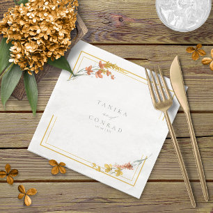 Wildblume Wedding Watercolor Names Gold ID954 Serviette