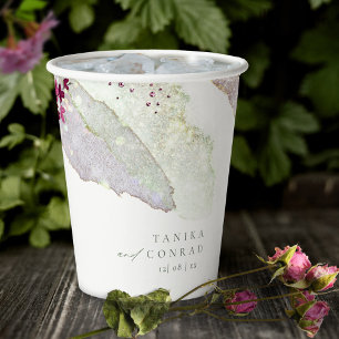 Wildblume Wedding Watercolor Paint Str Fsia ID954 Pappbecher
