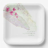 Wildblume Wedding Watercolor Paint Str Fsia ID954 Pappteller (Vorderseite)