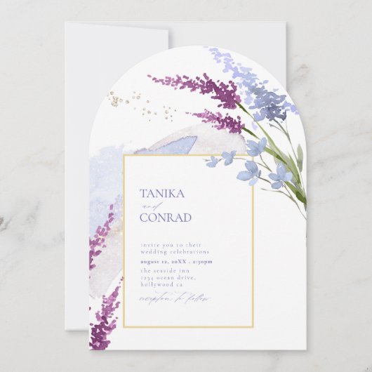 Wildblume Wedding Watercolor Peri Arch ID954 Einladung (Vorderseite)