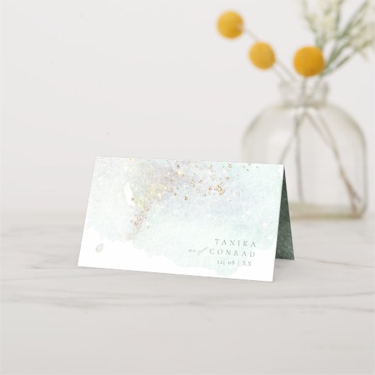 Wildblume Wedding Watercolor Table Gold ID954 Platzkarte (Rückseite)