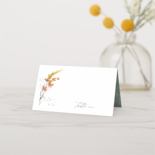 Wildblume Wedding Watercolor Table V2 Gold ID954 Platzkarte (Vorderseite)