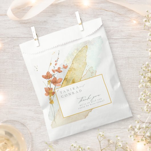 Wildblume Wedding Watercolor Vielen Dank Gold ID95 Geschenktütchen (Ausgeschnitten)