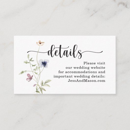 Wildblume Wedding Website Insert Card (Vorderseite)